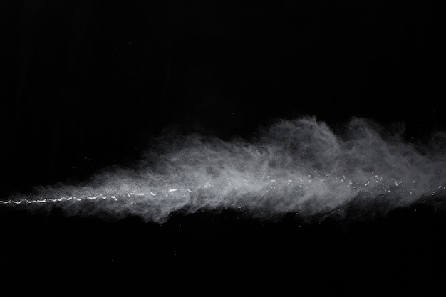 White powder on black background