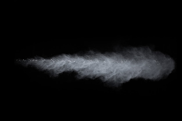 White powder on black background