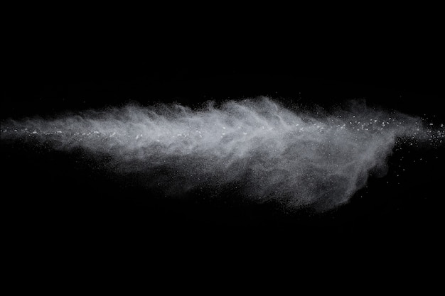 White powder on black background