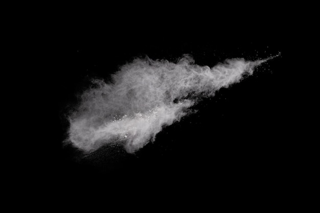 White powder explosion on black background Colored cloud Colorful dust explode Paint Holi