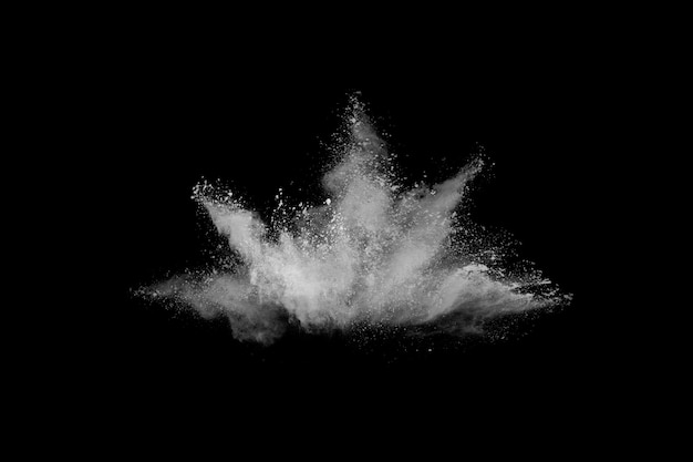 White powder explosion on black background. 