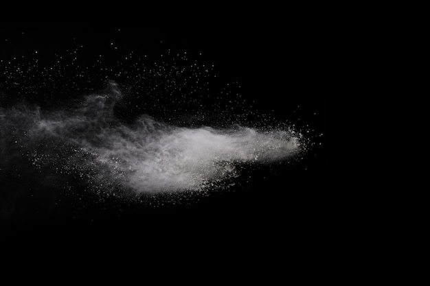 White powder explosion on black background. 