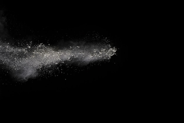 White powder explosion on black background.  