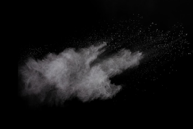 White powder explosion on black background. 