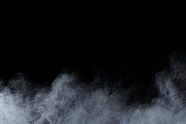 White powder explosion on black background