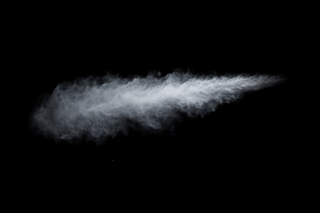 White powder explosion on black background