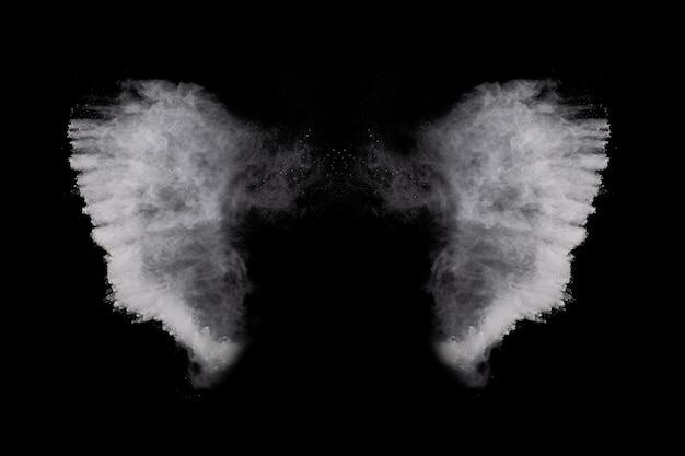 White powder explosion on black.  