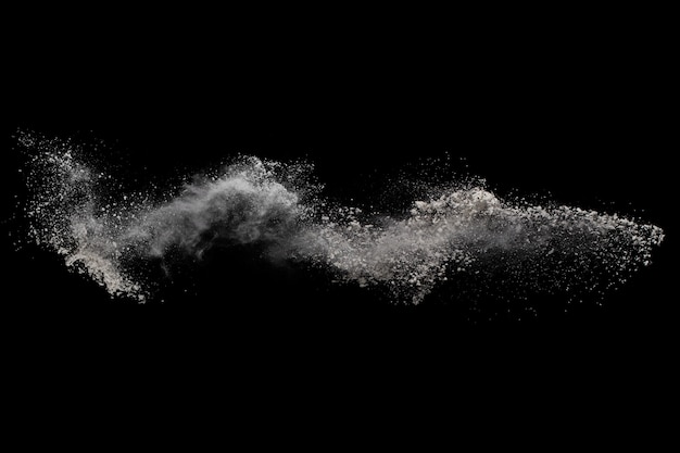 White powder explosion on black.  