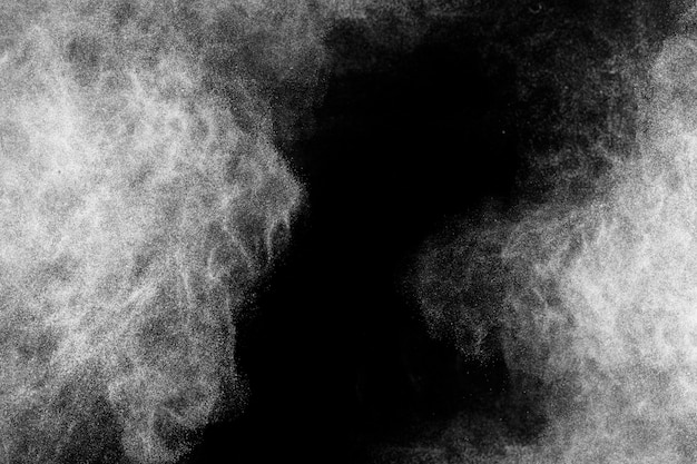 White powder explosion with black space on center