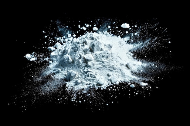 White powder splash dust on black background abstract texture