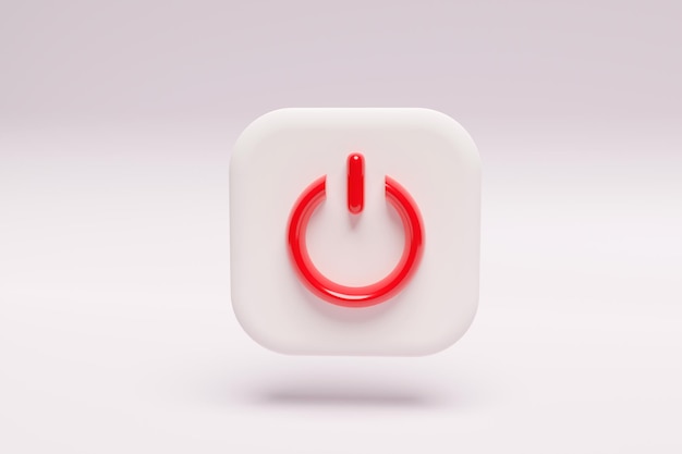 white power button in 3d rendering design.