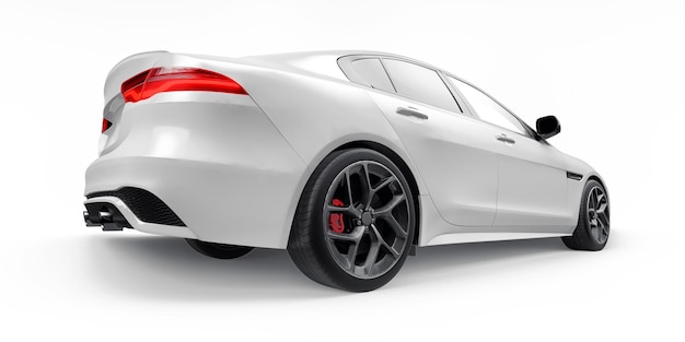 White Premium sports sedan 3D illustration