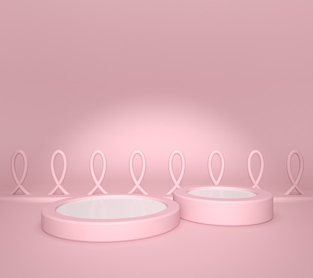 Display prodotto bianco o piedistallo vetrina su sfondo rosa grafico