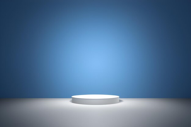 Photo white product podium with blue background