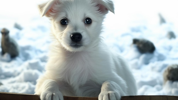 white pully dog HD wallpaper photographic image