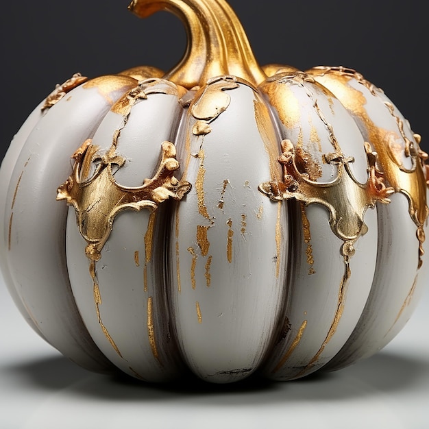 White_pumpkin_delicate_byzantine_gold_leaf_decoration_at