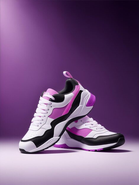 White and purple color casual shoe pair photography