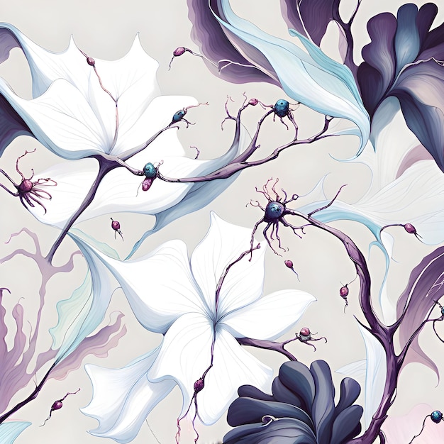 White and purple flowers background