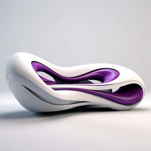 a white and purple sculpture of a modern curved curved curved and curved white with a purple curved