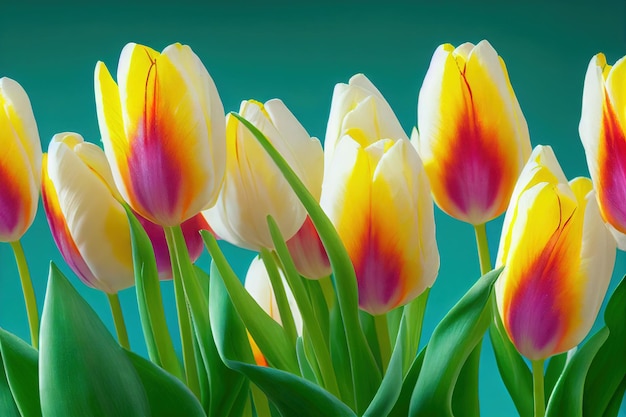 White purple tulip petals flower look gentle on turquoise\
background