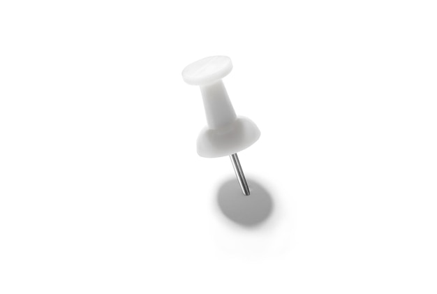 White push pin on a white background