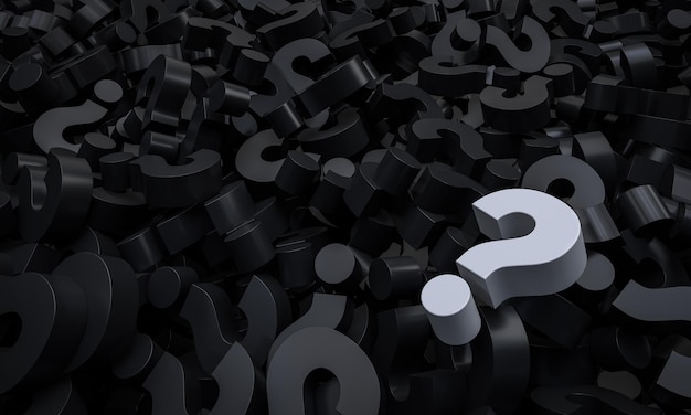 White question mark on a background of question marks. 3d illustration