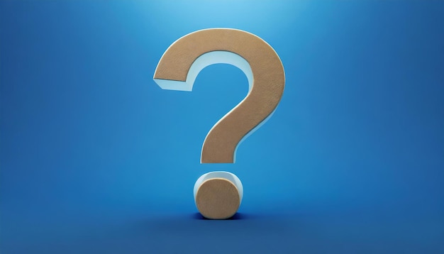 White question mark on blue background 3D rendering FAQ and QA Problem solution