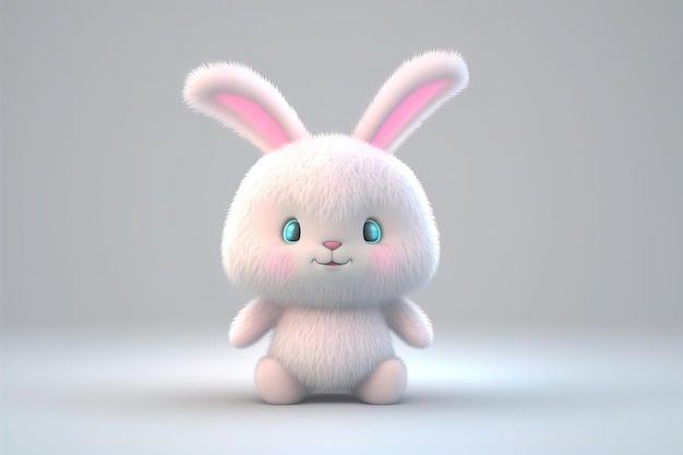 White rabbit easter is cute cartoon design