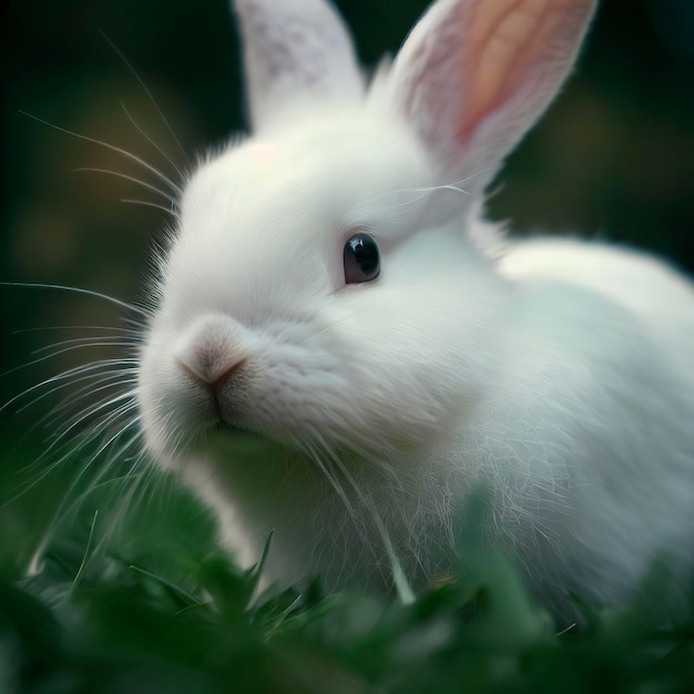 White rabbit on the grass