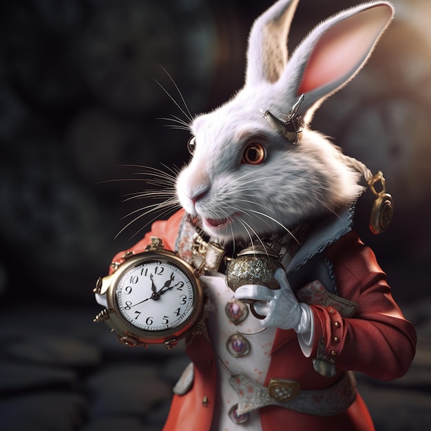 Premium Photo | White rabbit is too late