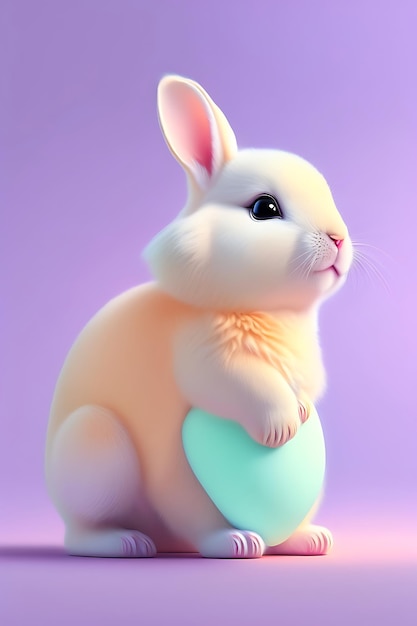 White rabbit on pastel background easter bunny spring wallpaper adorable cuddly animal