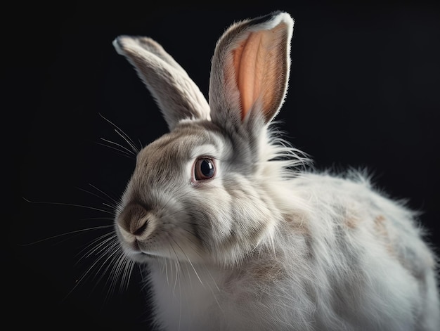Белый кролик реалистично фотопортрет генеративный ИИ