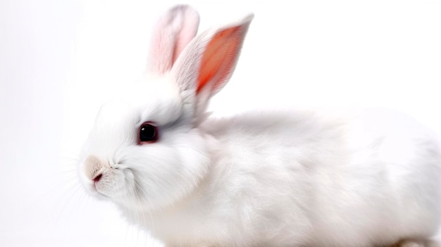 Белый кролик на белом фоне Генеративный ИИ