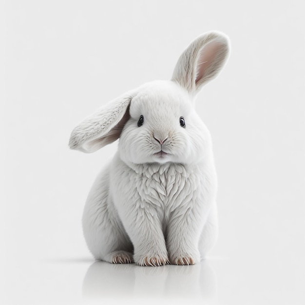 white rabbit on white background