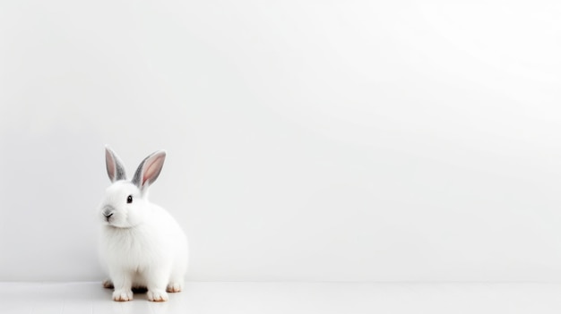 A white rabbit on a white background