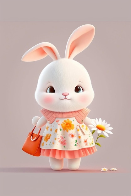 White rabbit with handbag and in it generative ai