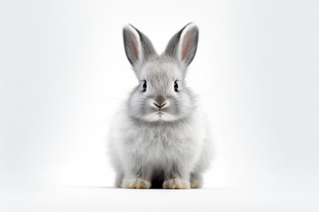 A white rabbit with white background