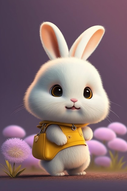 White rabbit with yellow jacket and purse generative ai