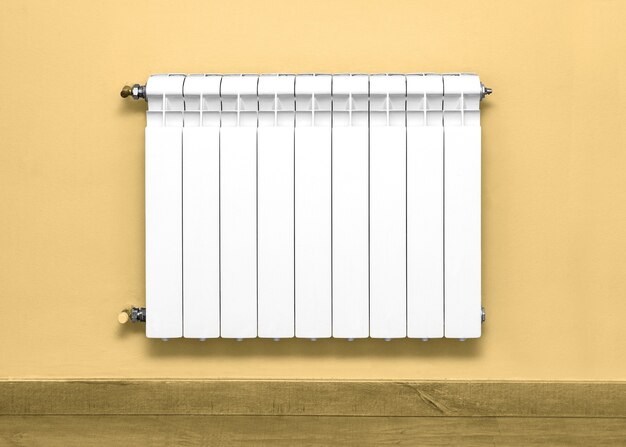 White radiator in an apartment. Radiator.With clipping path