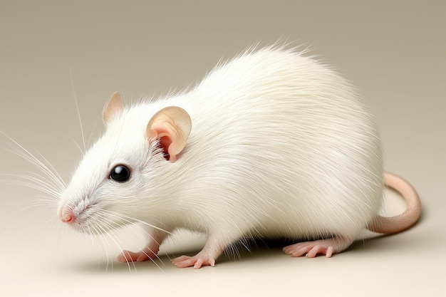 White rat on a white background