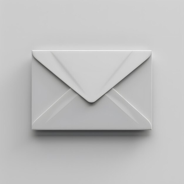 A white rectangle envelope rests on a white surface