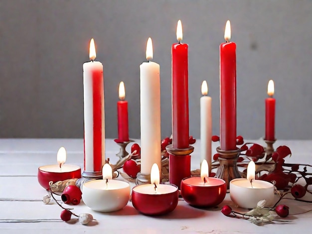 Photo white and red candle background