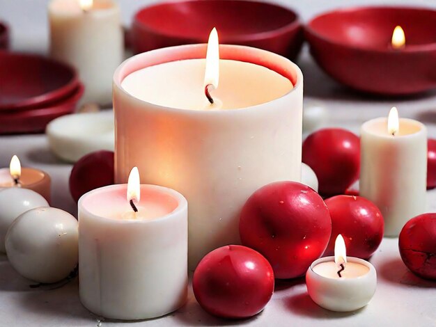 Photo white and red candle background