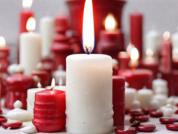 Photo white and red candle background