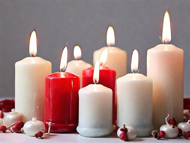 Photo white and red candle background