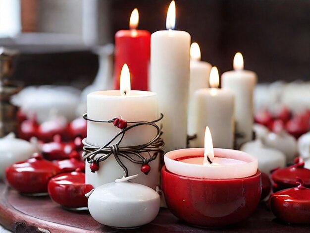 Photo white and red candle background