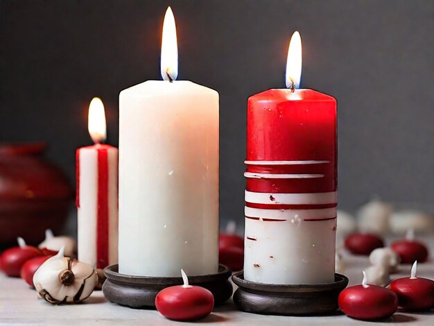 Photo white and red candle background