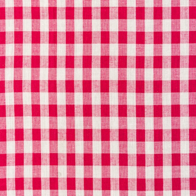 Photo white and red checkered background close up
