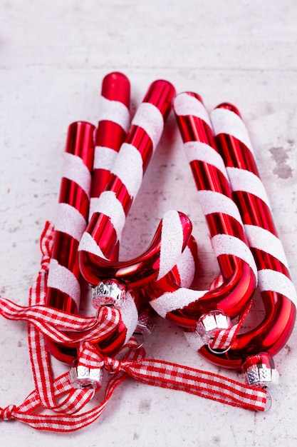 White and red Christmas ornaments