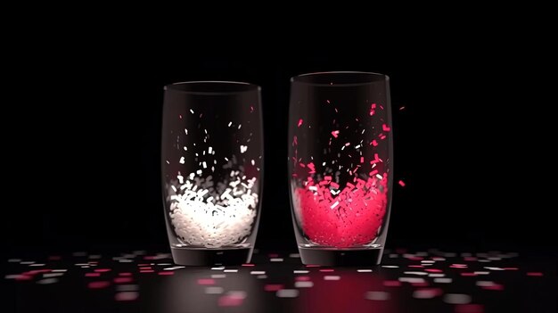 white and red hearts in a glass